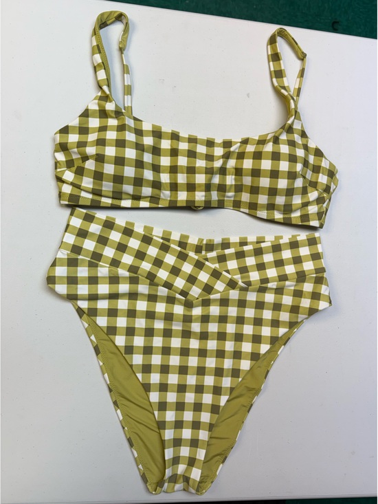 aerie Other - aerie Olive & White Gingham Bikini Set